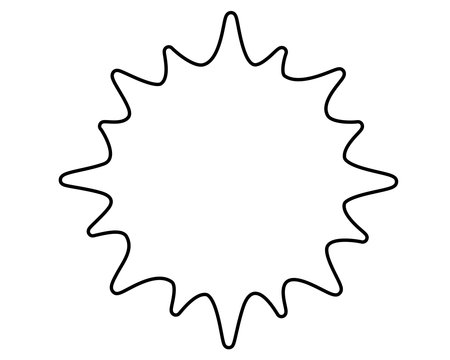 Sun, big star - vector linear illustration for coloring or cutting. Contour sun for a logo or pictogram, editable outline. Outlineのイラスト素材