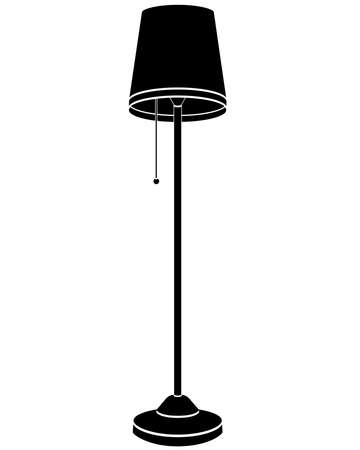 Floor lamp, vintage floor lamp with lampshade - vector silhouette picture for pictogram. Lamp in scandinavian style, vintage for sign or iconのイラスト素材