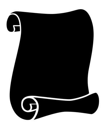 Scroll, sheet of paper or papyrus - vector black silhouette for  pictogram. Scroll of parchment - sign or iconのイラスト素材