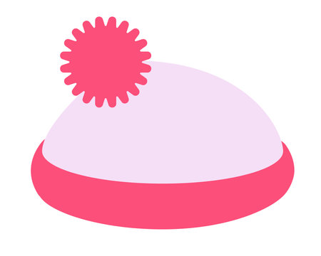 Hat with pompom, warm winter accessory, headdress - vector full-color image. Cute Winter hat, headdress - picture for iconのイラスト素材