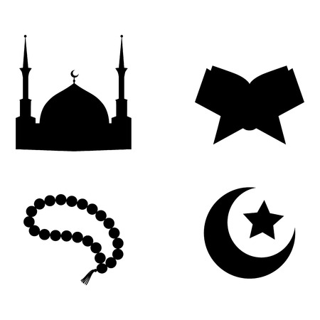 Muslim worship icons, Ramadan bannersのイラスト素材