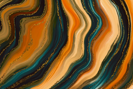 Gold Glitter with Orange Blue agate Abstract backgroundの写真素材