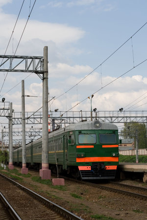 The Russian electric train in the afternoon at station