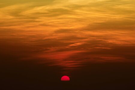 Beautiful Sky Glory Red Sunset Sunrise at High point of viewの写真素材