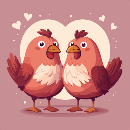 Cute cartoon birds in love. Valentines day vector illustration.のイラスト素材