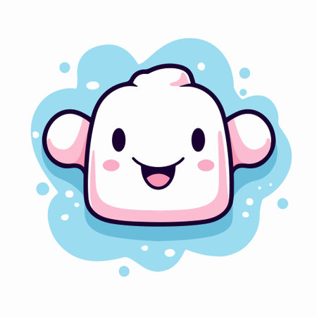 Cute kawaii marshmallow cartoon character. Vector illustration.のイラスト素材