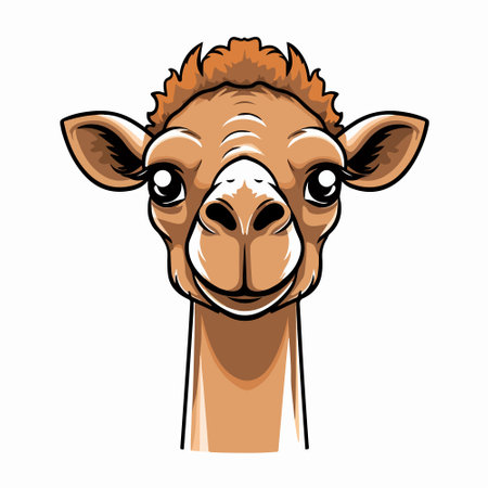 Camel head vector illustration isolated on white background. Cartoon style.のイラスト素材