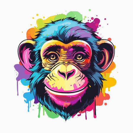 Monkey head with colorful splashes. Vector illustration for your designのイラスト素材