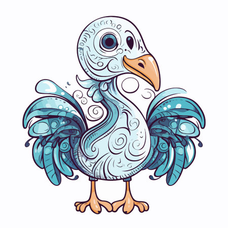 Hand drawn vector illustration of a cute cartoon turbaned turkey.のイラスト素材