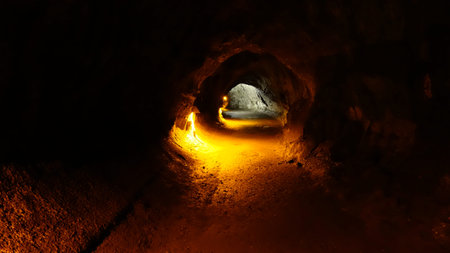 Thurston Lava Tube in Volcanoes National Park, Big Island, Hawaii (HI, USA)の写真素材