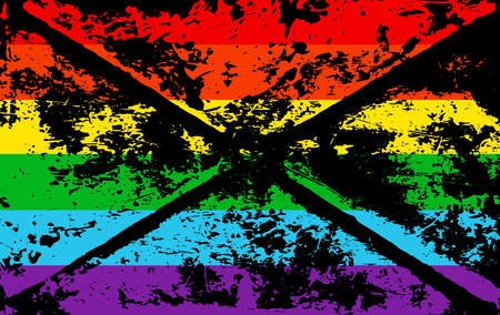 Striped rainbow texture gay memory pride flag lgbt community. Vector symbol gay-pride. Symbol grunge-design style design element for flyers banners or t-shirts.のイラスト素材