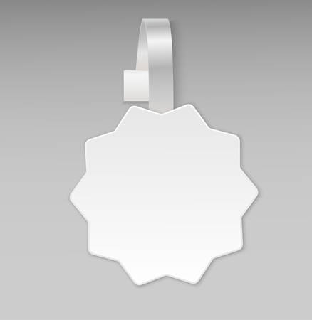 Vector white round shape shape paper plastic advertising wobbler front view isolated. Price stickers for shop design discount, hot offers, best good, best choice, number one. Vector illustration.のイラスト素材