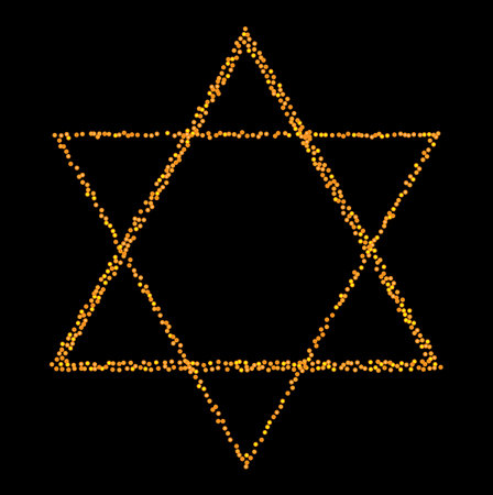 Six-pointed star. Vector illustration of an abstract dotted symbol Star of David. Judaism sacred...