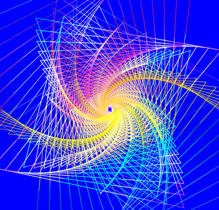 Abstract background from crossed lines polygonal space. Vector illustration for your business presentations, gay pride colors. Bright spiral stripes swirl. Rainbow rays triangle twisted spiral.のイラスト素材