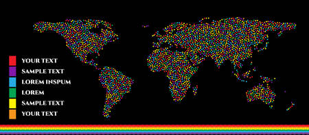 Same sex family infographics set with charts and world map vector illustration. Gay infographic art. Useful infographic template. Doted colorful rainbow.のイラスト素材