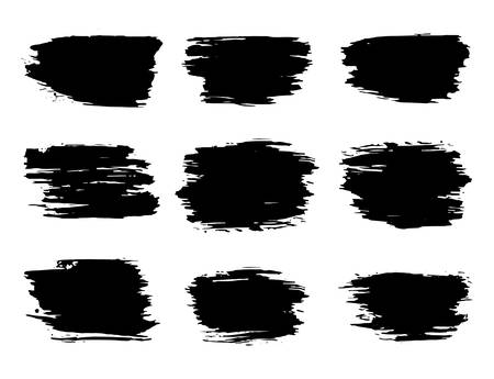 Vector grunge black ink brush strokes isolated on white background.のイラスト素材