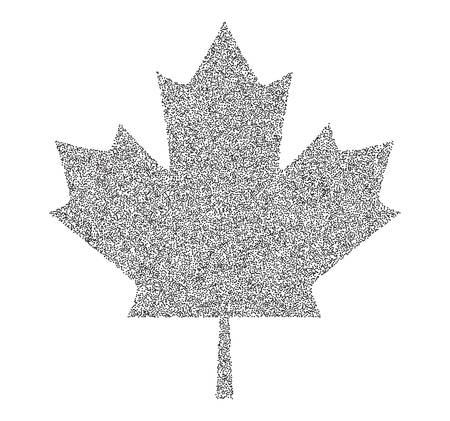 Sign dark canada maple leaf stipple. Dotted pixel Abstract maple leaf. Summer and autumn theme sale. Vector illustrationのイラスト素材