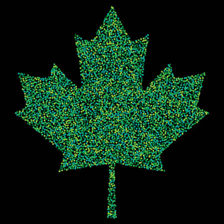 Pixel abstract maple leaf colorful shades. Mosaic print. For advertising booklets about the sale, covers, posters, invitation cards, textile, books, leaflets design. Summer and autumn theme sale.のイラスト素材