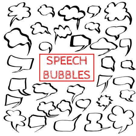 Stickers of speech bubbles vector set. Blank empty speech bubbles for infographics vector illustrationのイラスト素材