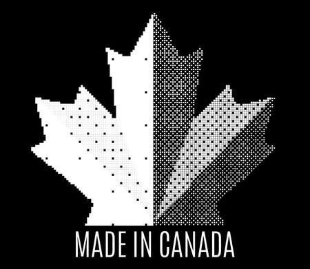 Pixel Icon black and white Canada maple leaf.のイラスト素材