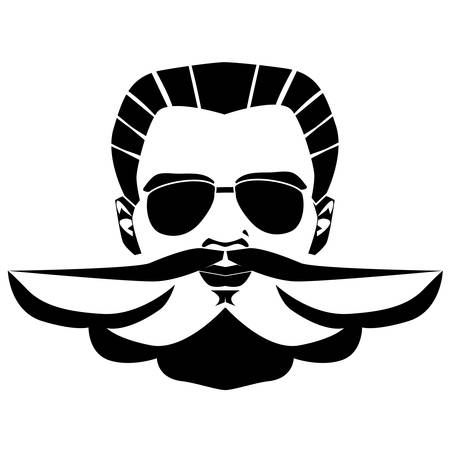 Face of an elegant bearded man with sunglasses icon.のイラスト素材