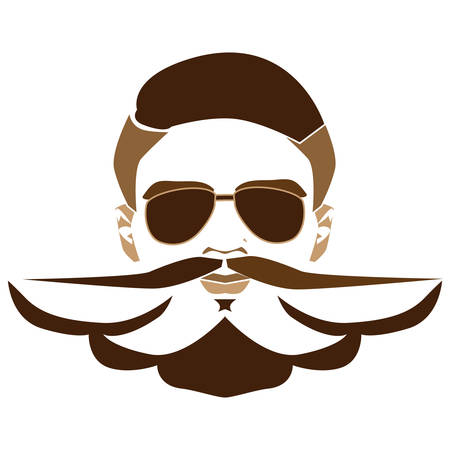 Face of an elegant bearded man with sunglasses icon.のイラスト素材