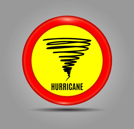 Stormy Weather Ahead Sign Board, Hurricane indication. Graphic banner of hurricane warning. Icon, sign, symbol, indication of the hurricane, vortex, tornado. Vector illustrationのイラスト素材