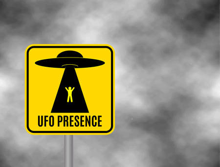 Humorous danger road signs for UFO.のイラスト素材