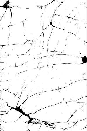 Distressed overlay texture of cracked concrete, stone or asphalt, cracks in the paint. Vintage black and white grunge texture. Cracked paint. Abstract halftone vector illustrationのイラスト素材