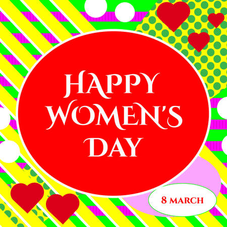 Vector illustration of stylish 8 march happy women's day greeting card with lettering typography text sign.のイラスト素材