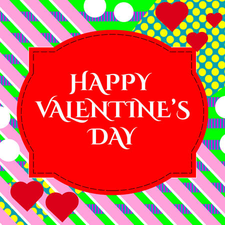 Vector illustration of stylish 14 february happy Valentines day greeting card with lettering typography text sign.のイラスト素材