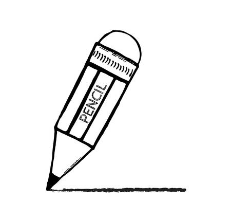 Pencil sketch cartoon vector illustration. Hand-drawn pencil with a rubber-drawingのイラスト素材
