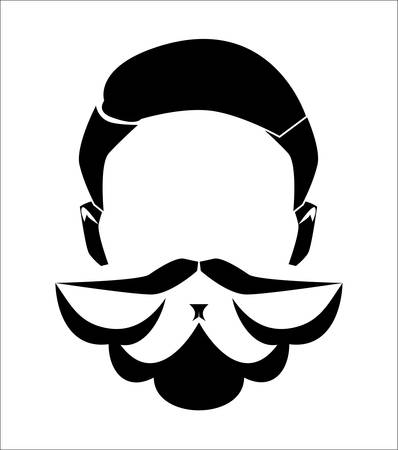 Long man beard with no face. Hand drawn fashionable hipster beard with mustache. Vector illustrationのイラスト素材