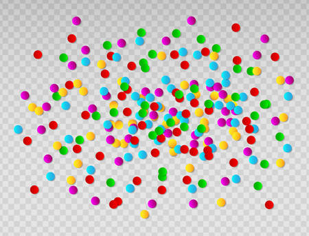 Bright colorful round confetti frame isolated on transparent background vector illustration.のイラスト素材