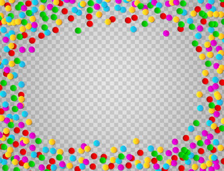 Bright colorful round confetti frame isolated on transparent background. Vector illustrationのイラスト素材