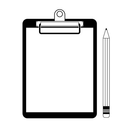 White blank paper with pencil on clipboard symbol vector illustration on white background.のイラスト素材