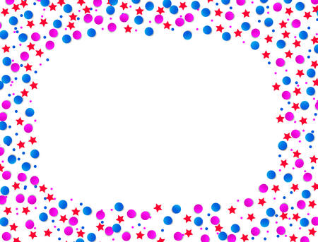 USA celebration blue and red confetti stars in national colors for American Independence day, isolated on white background. Vector illustration.のイラスト素材