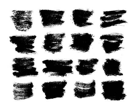 Vector set grunge black ink brush strokes isolated on white backgroundのイラスト素材