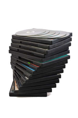 pack of DVD discs on a white backgroundの写真素材