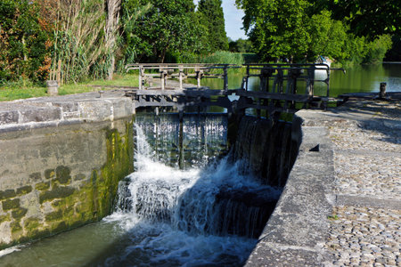 lock on river, Franceの写真素材
