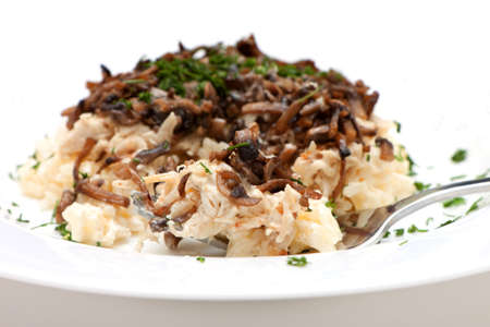 photo of salad on white plate, closeupの写真素材