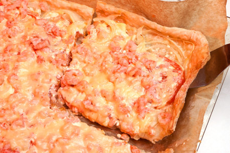 photo of pizza with cheese, closeupの写真素材