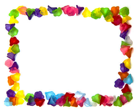 frame of colorful beads isolated on white backgroundの写真素材