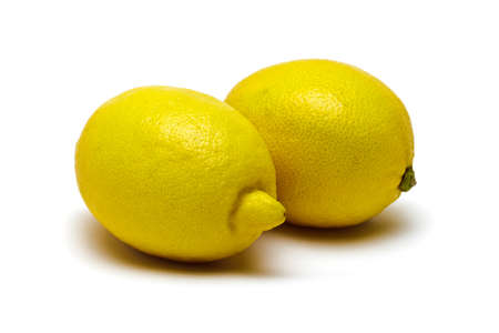 Two lemons on white backgroundの写真素材