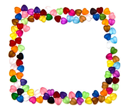 frame of colorful beads isolated on white backgroundの写真素材