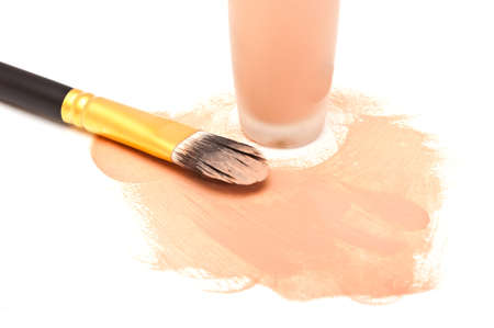 photo of make-up brush on white backgroundの写真素材