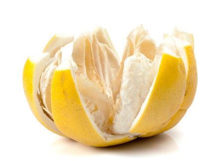 Sliced Pomelo with segment isolated on white background