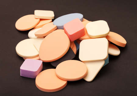 Variety Cosmetic Sponges on dark backgroundの写真素材