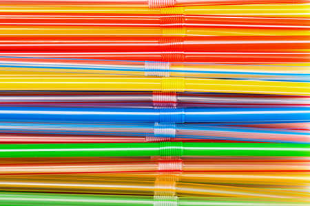 Background of Colored Plastic Drinking Straws, closeupの写真素材