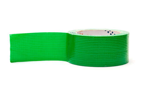 Roll of Green Adhesive Tape, on white backgroundの写真素材